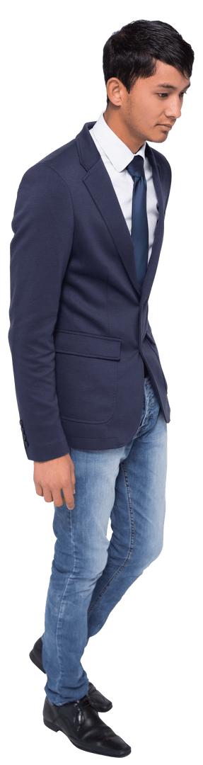 Asian Businessman in Suit and Jeans on Transparent Background