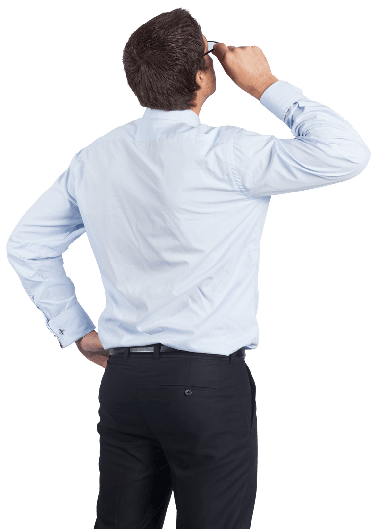 Confident Businessman Gazing On Transparent Background