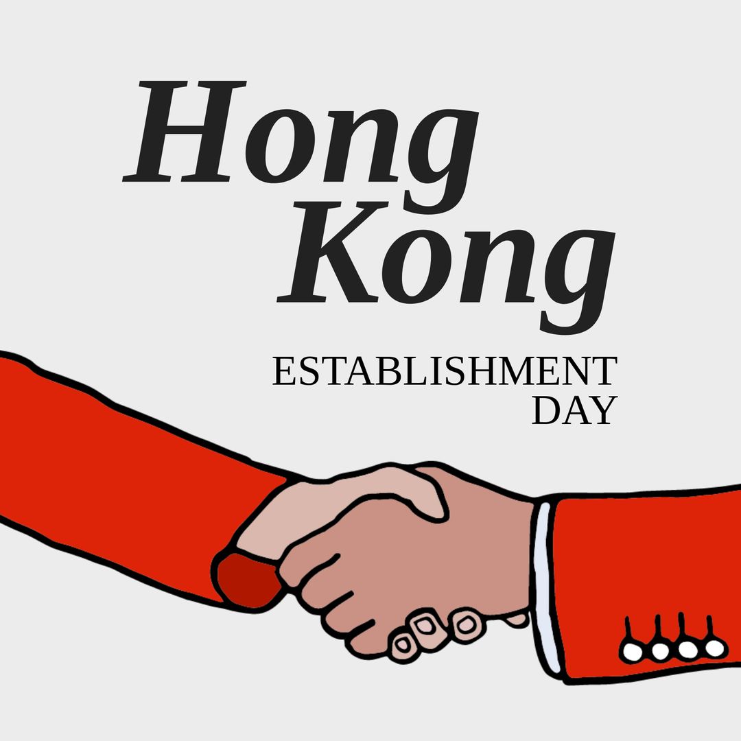 Hong Kong Establishment Day Handshake Illustration