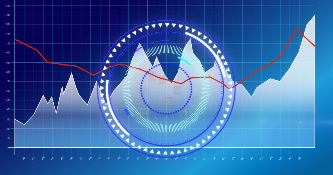 Digital Interface with Scientific Graph and Circular Diagram
