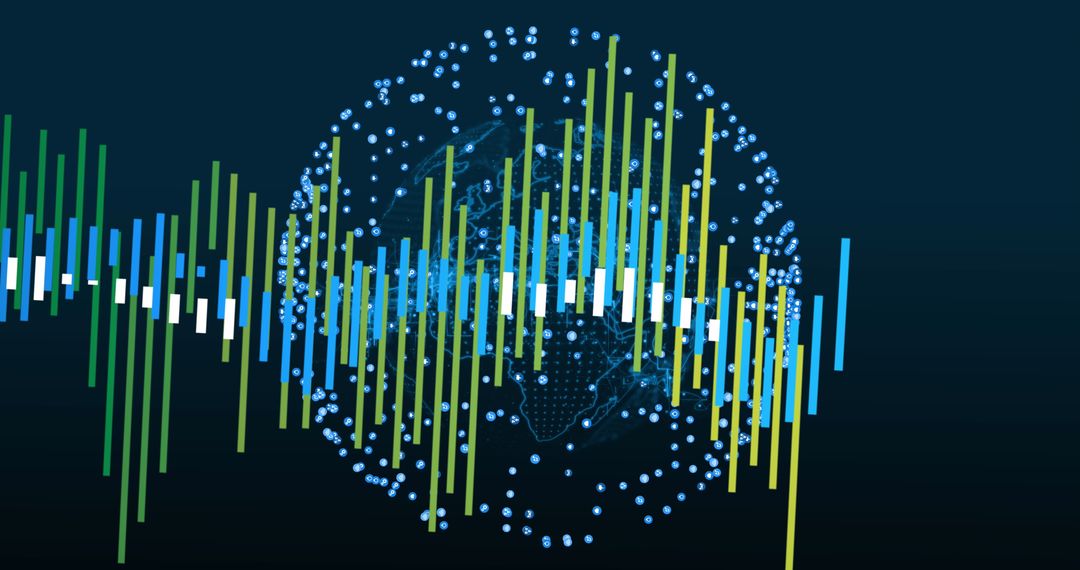 Digital Data Streams Around Globe Representing Global Business