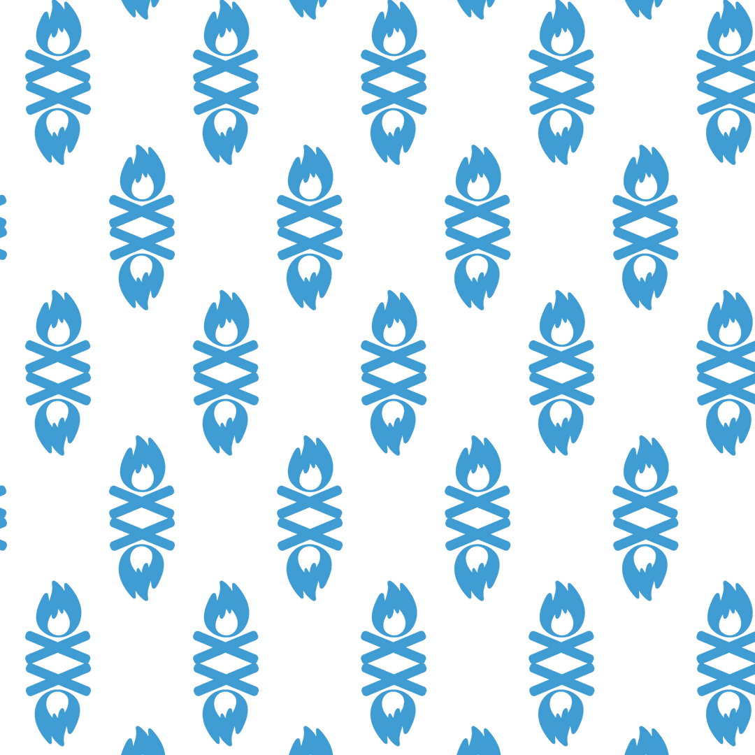 Seamless Blue Fire Symbols Repeating on Transparent Vector Background