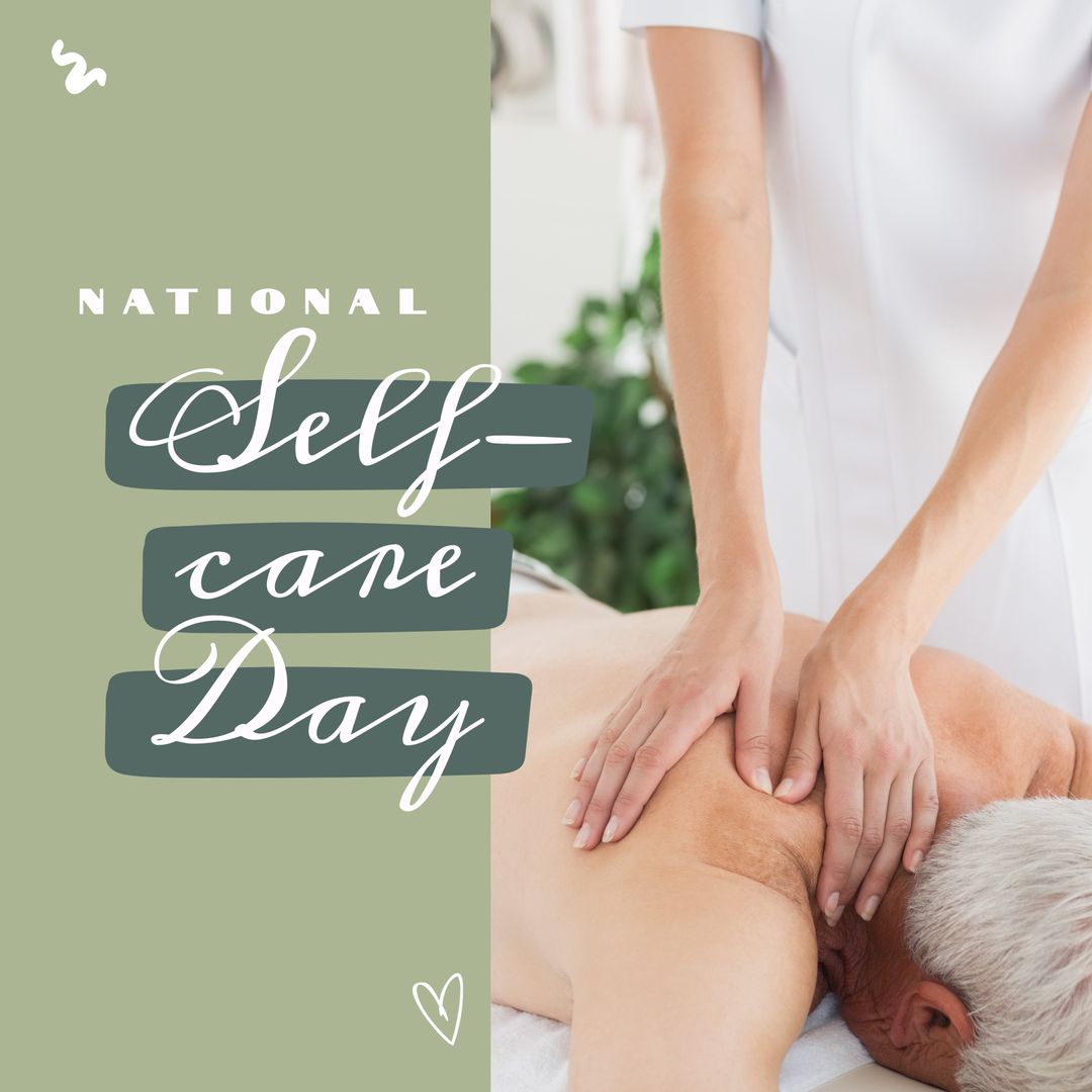 Senior Man Enjoying Massage on National Self-Care Day