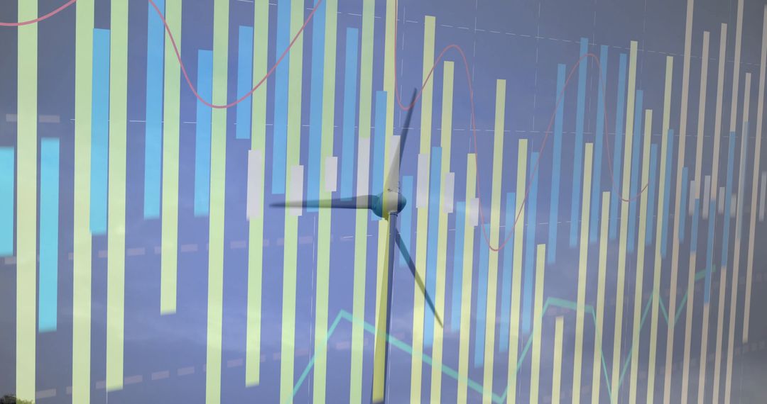 Wind Turbine Overlaid with Financial Graph Interface