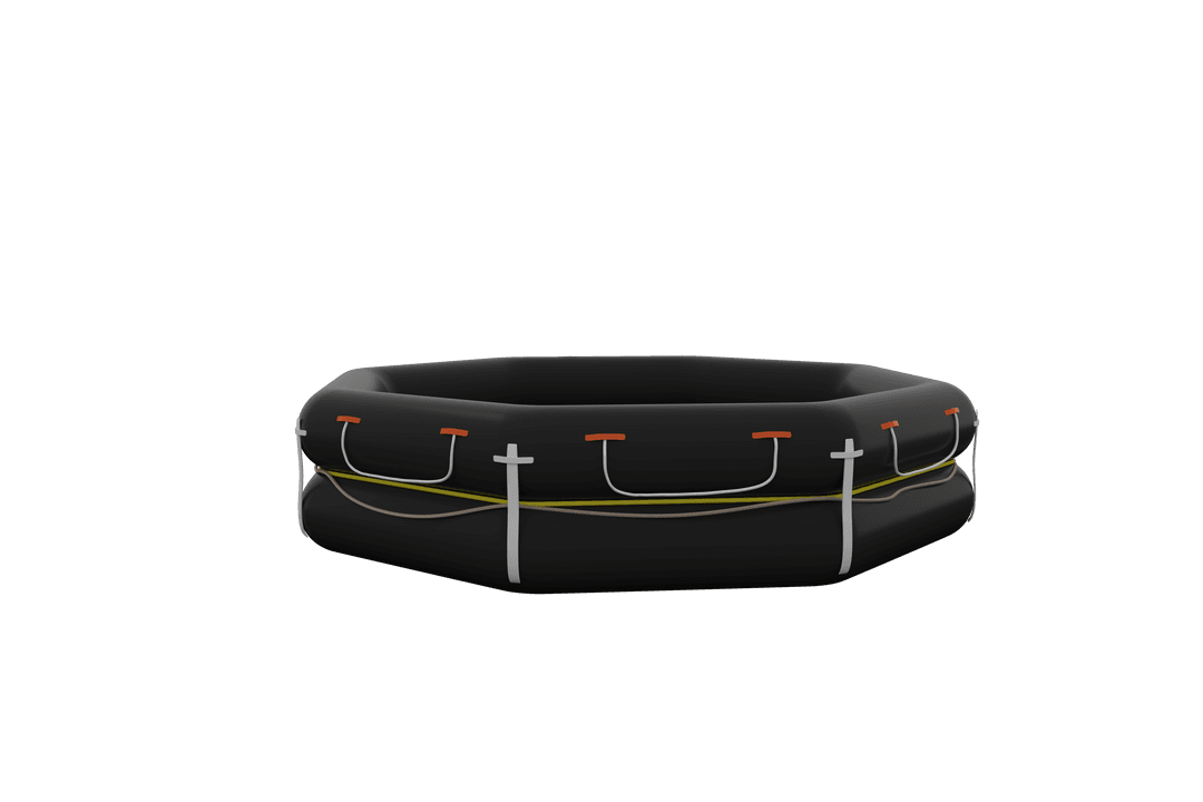 Black Inflatable Raft Illustration on Transparent Background