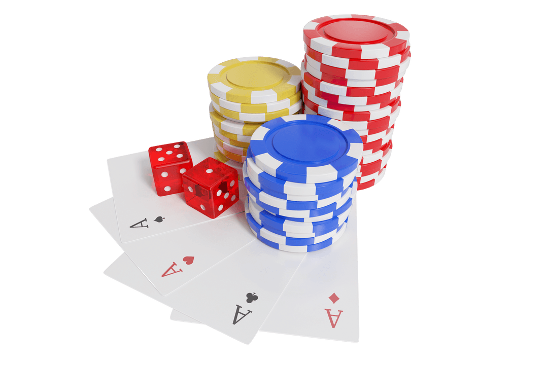 Transparent Casino Chips Dice Playing Cards Setup for Gambling Success