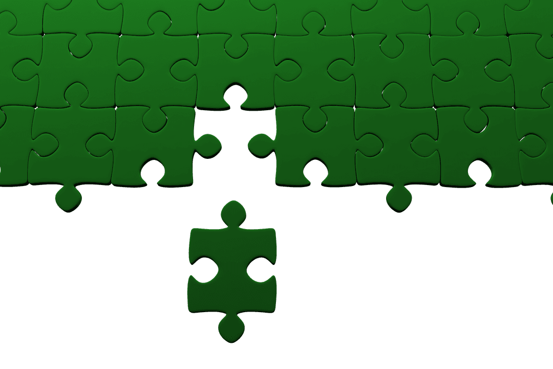 Floating Green Puzzle Pieces on Transparent Background