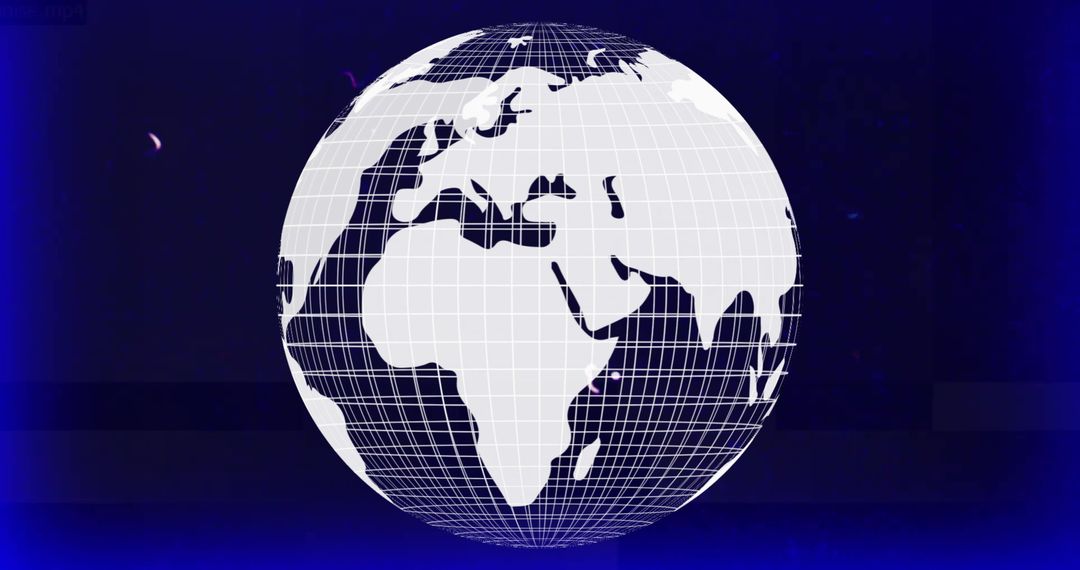 Futuristic Digital Globe with Grid Lines on Dark Blue Background