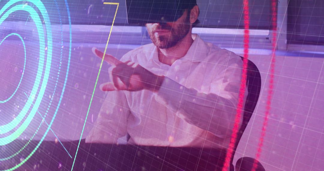 Virtual Reality Technology Interface with Businessman