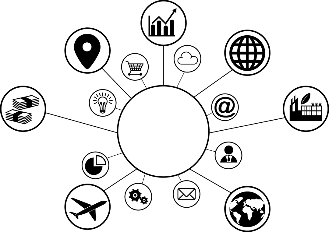 Transparent Icons for Business Communication Creativity Workflow