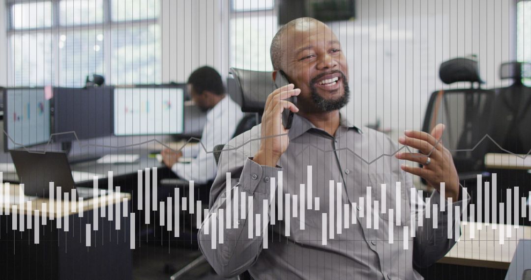 African American Businessman Analyzing Financial Data in Office
