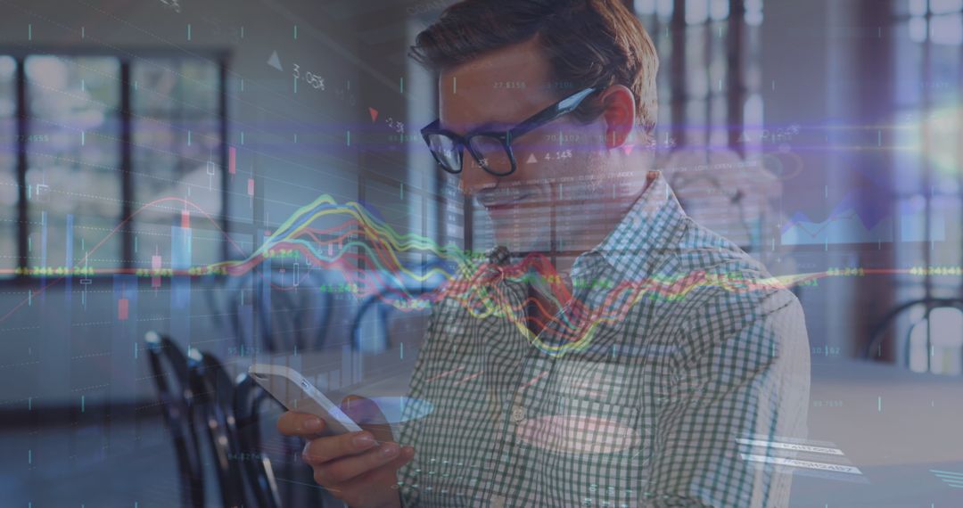 Technologically Connected Businessman Analyzing Data