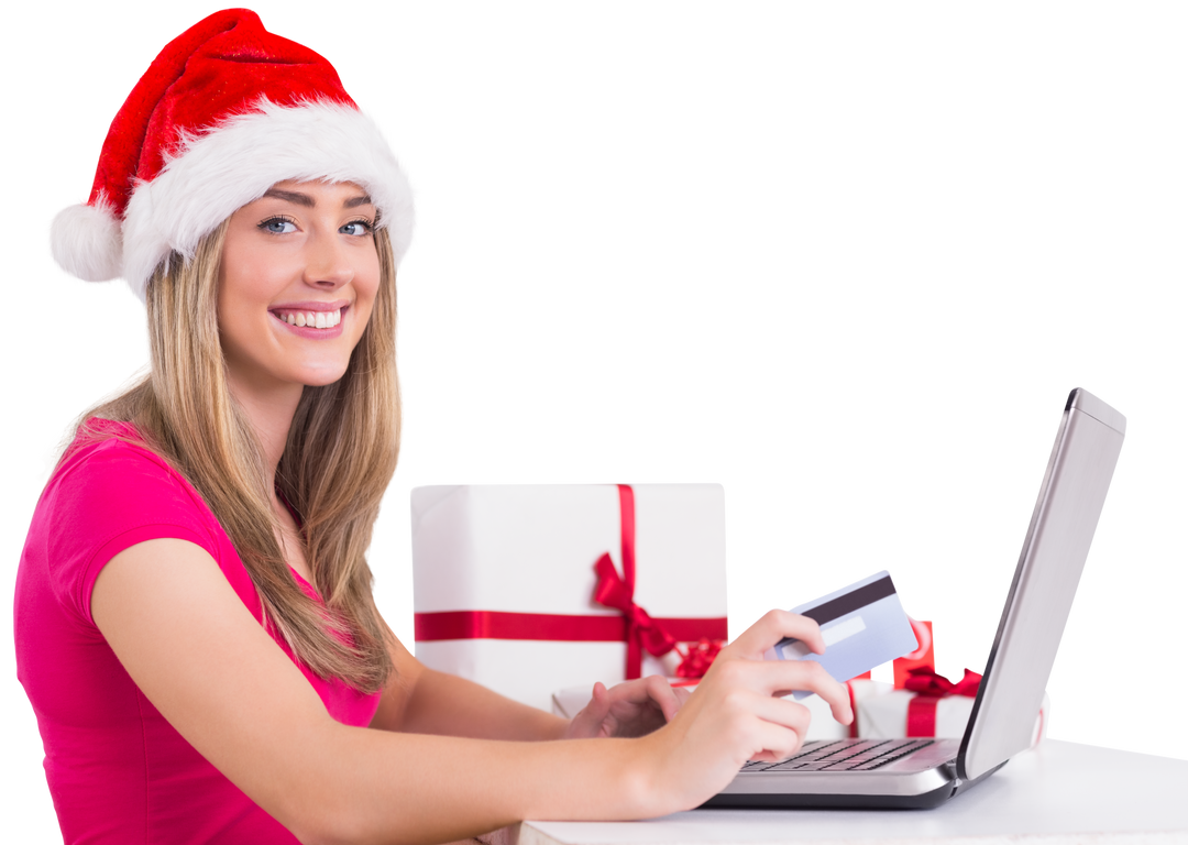 Transparent Background Festive Woman Shopping Online With Laptop Gearing Up for Holidays - Download Free Stock Images Pikwizard.com