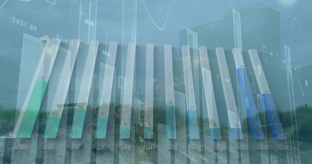 Futuristic Data Visualizations Merging with Landscape