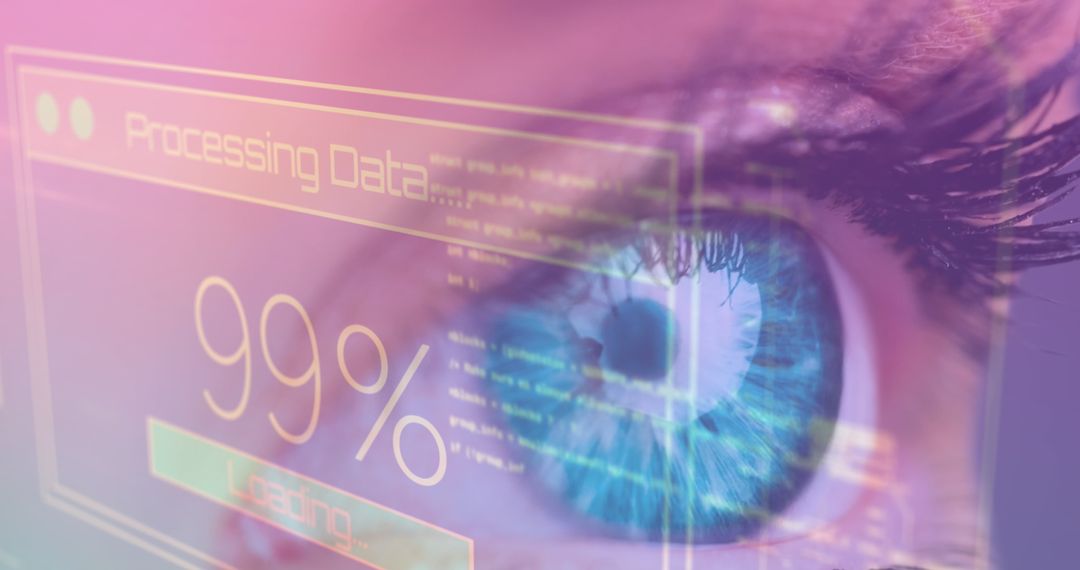 Digital Data Processing Display Over Eye Concept