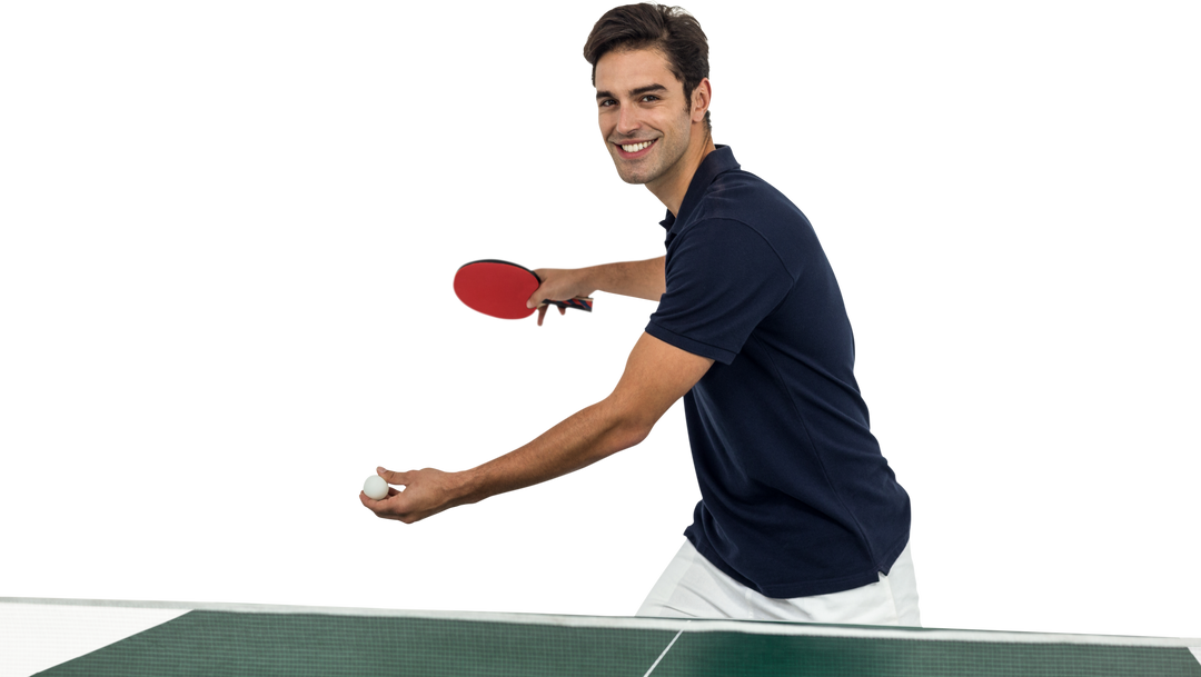 Happy Male Athlete Playing Table Tennis with Transparent Background - Download Free Stock Images Pikwizard.com