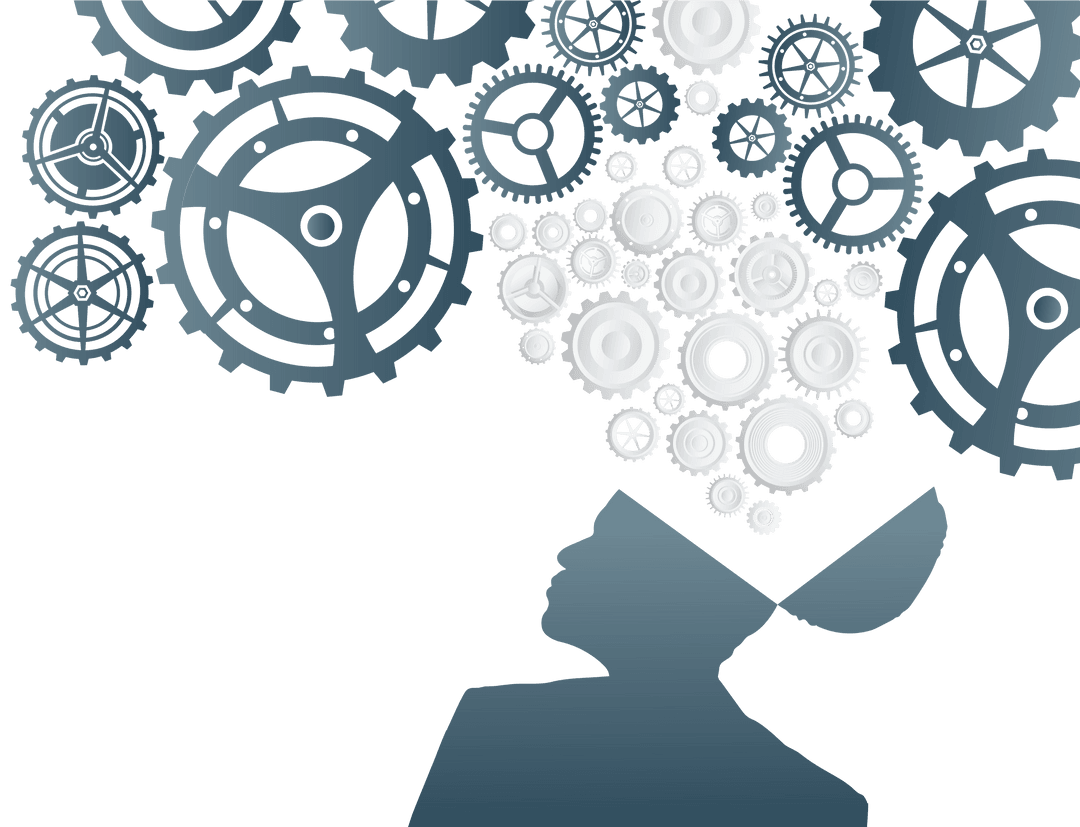 Transparent Human Silhouette with Interconnecting Gears