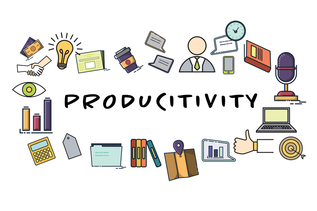 Business Icons on Transparent Background with Productivity Text - Download Free Stock Images Pikwizard.com