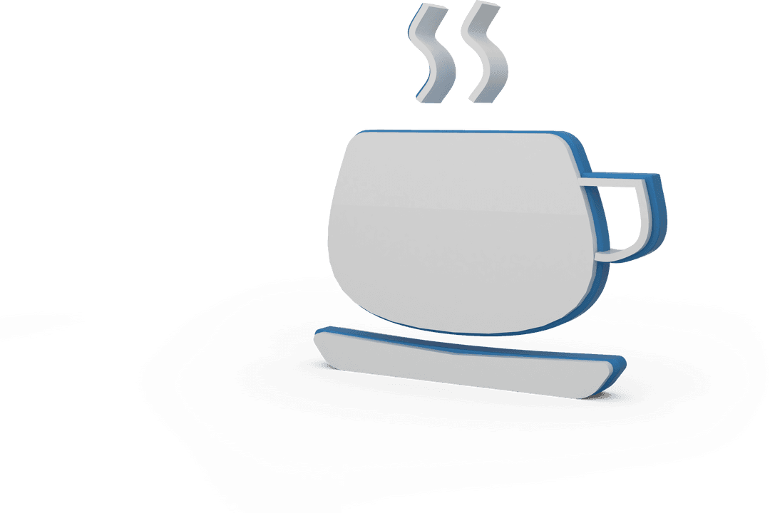 Transparent Hot Coffee Cup Icon with Clear Steam Design