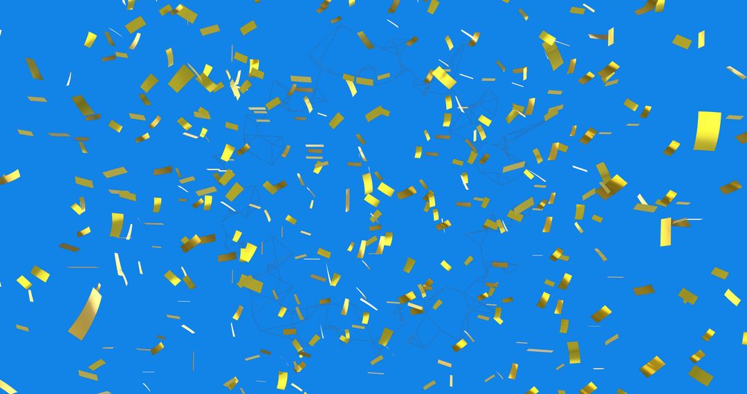 Glittering Gold Confetti Over Blue with Geometric Patterns