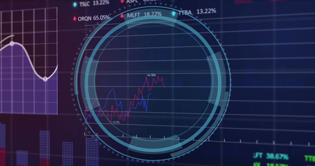 Futuristic Technology Interface with Digital Financial Graphs