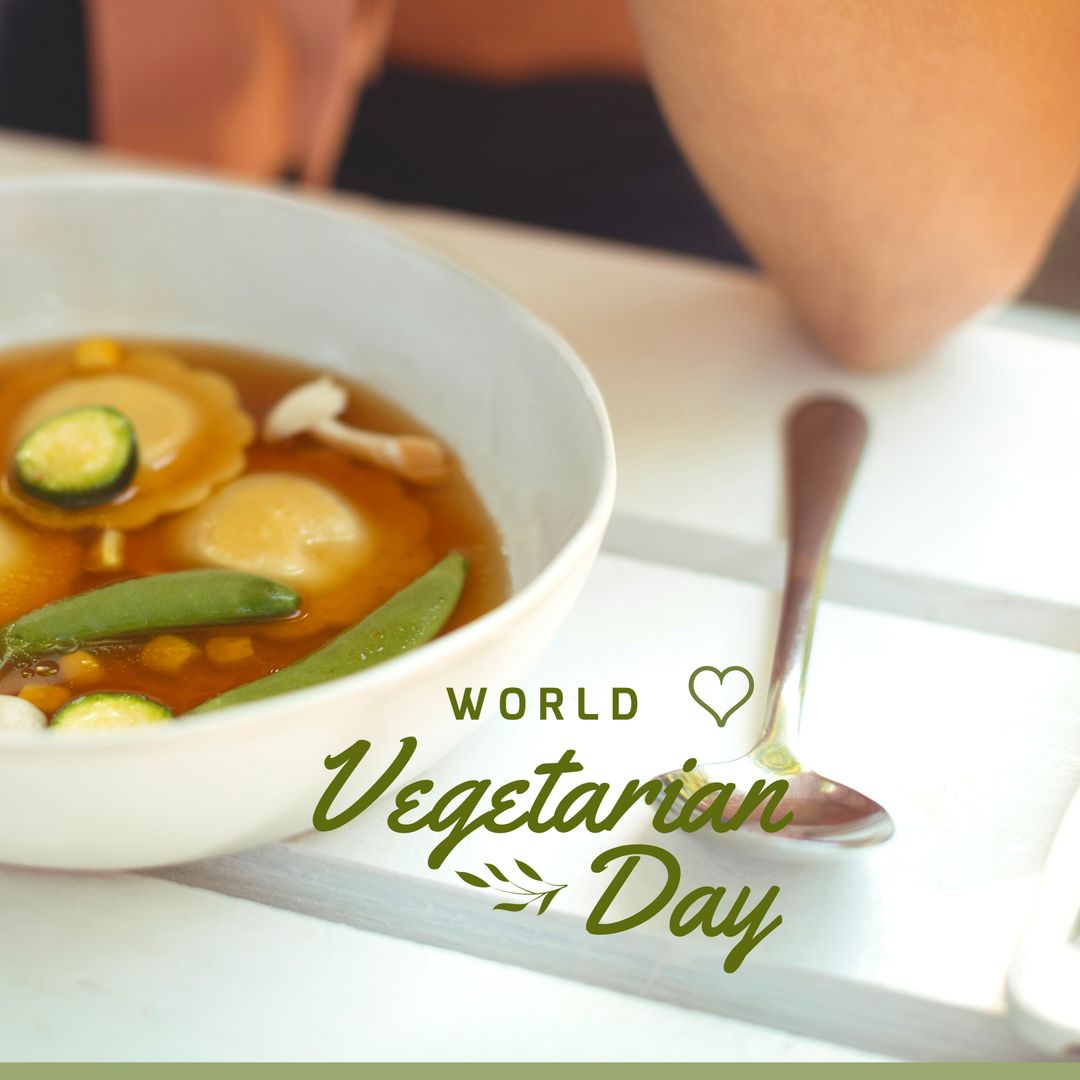 Fresh Vegetarian Soup Celebrating World Vegetarian Day
