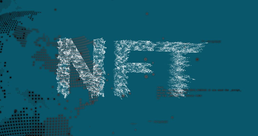 NFT Digital Art Blockchain Concept on Green Background