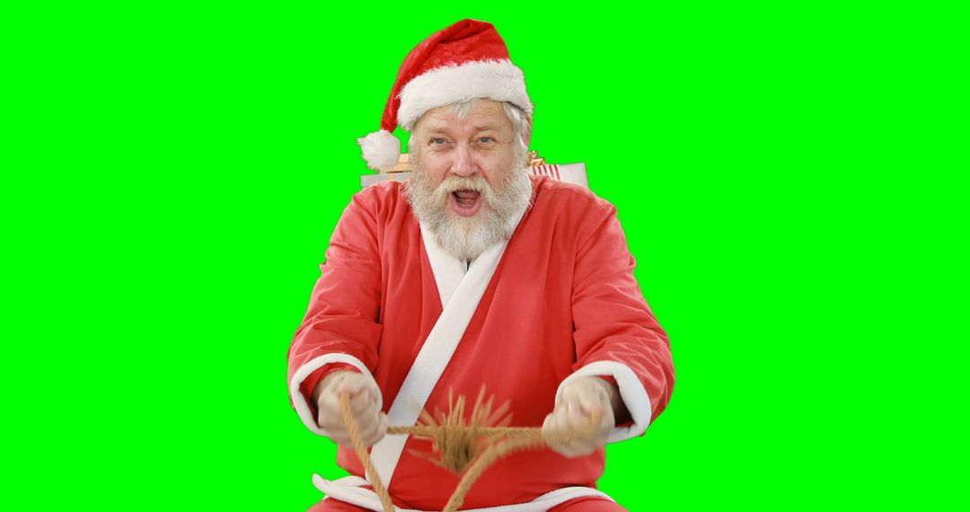 Santa Claus Driving Studio Shot on Green Screen - Free Images, Stock Photos and Pictures on Pikwizard.com