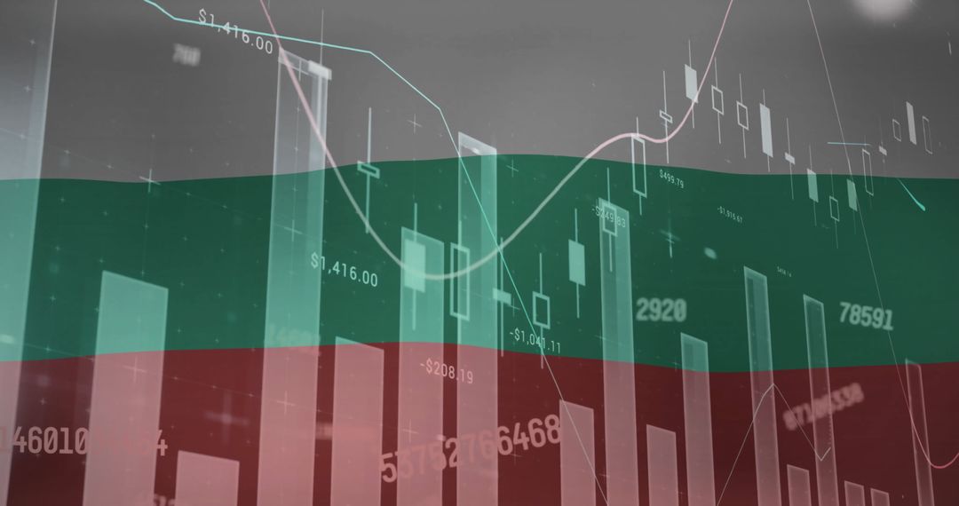 Financial Analytics Over Ecuador Flag Representing Global Markets