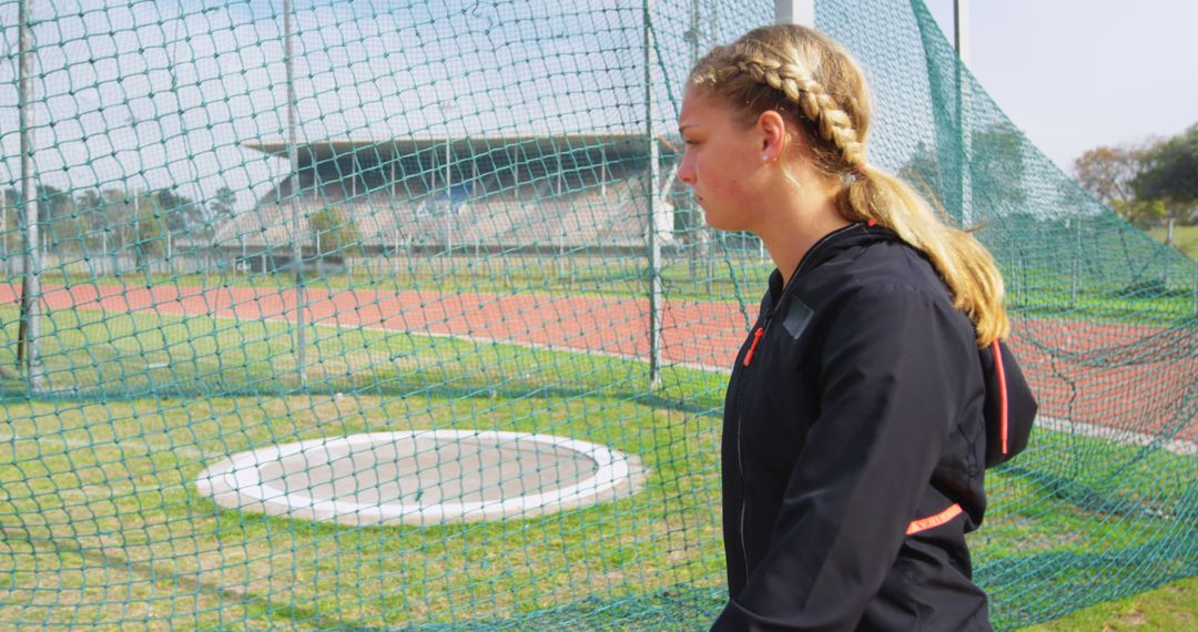 Female Discus Thrower Preparing on Practice Field - Free Images, Stock Photos and Pictures on Pikwizard.com