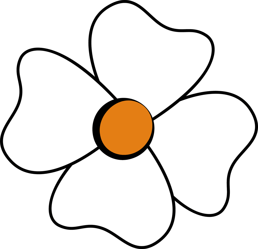 Minimalist Five-Petal Flower Icon on Transparent Background
