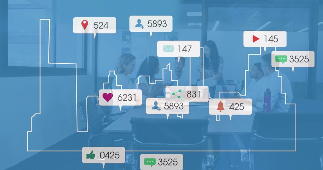 Diverse Business Team Engaging with Social Media Insights