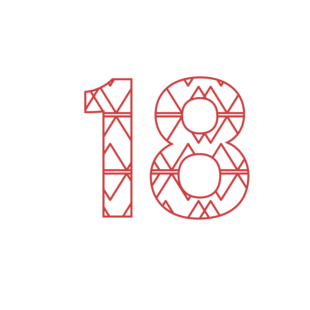 Geometric Eighteen Number on Transparent Background