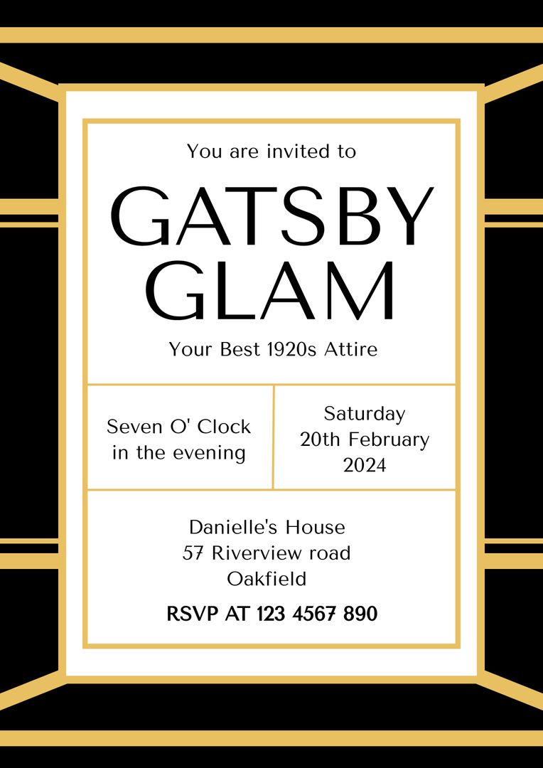 Elegant Gatsby Theme Party Invitation for 1920s Glam Event - Download Free Stock Templates Pikwizard.com