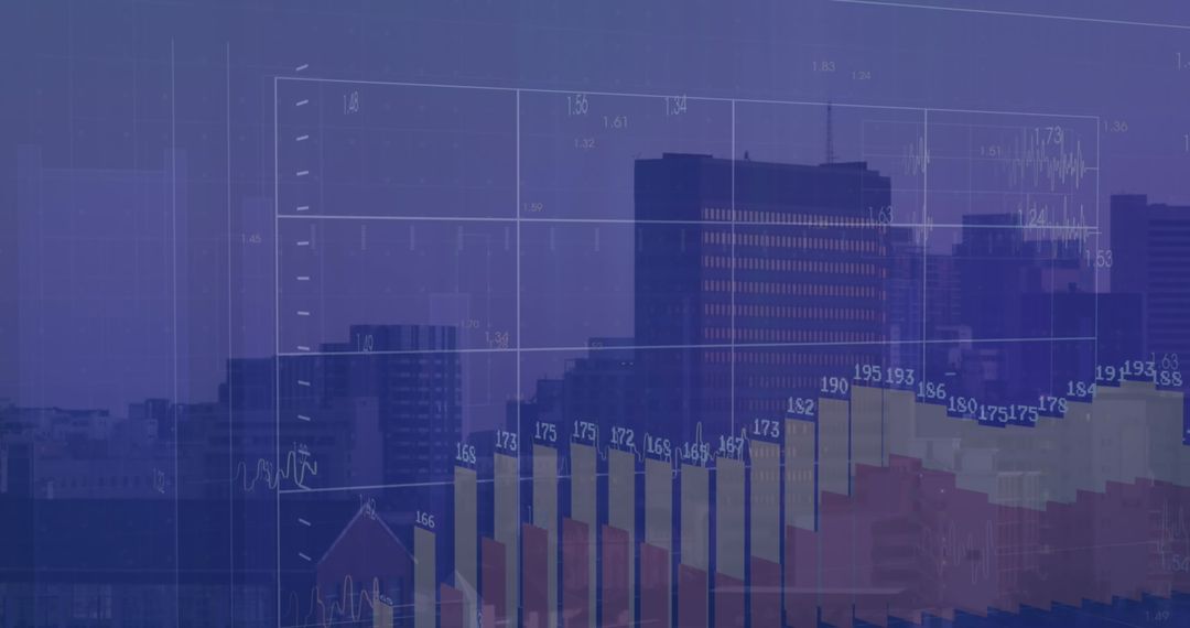 Futuristic Digital Graphics Over Urban Cityscape