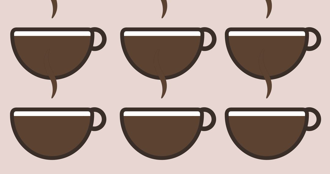 Illustration of brown coffee cups on white background, copy space - Free Images, Stock Photos and Pictures on Pikwizard.com