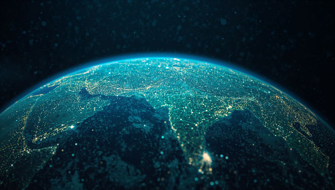 Stylized Global Network Visualization with City Lights from Space