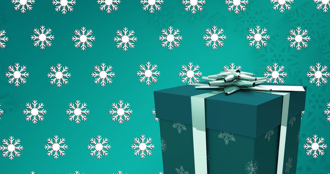 Christmas Gift with Snowflake Pattern Background