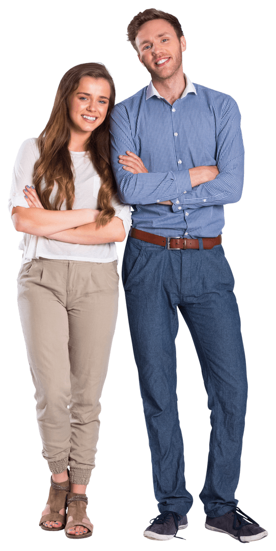 Transparent Background Young Couple Smiling With Arms Crossed