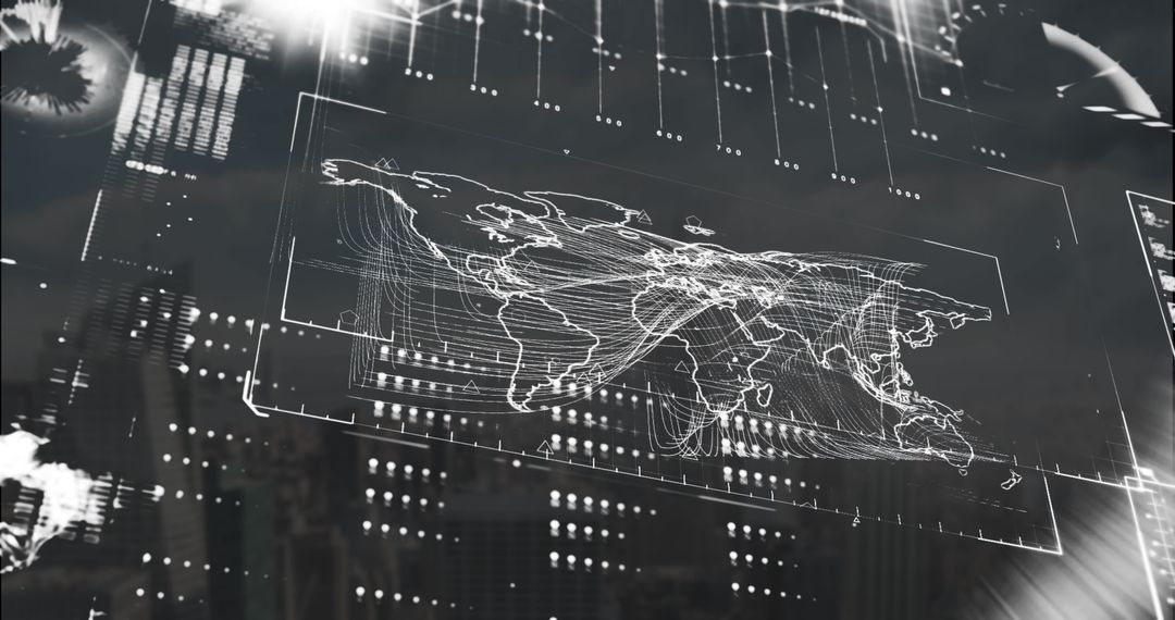 Digital global map with data projection for international computing