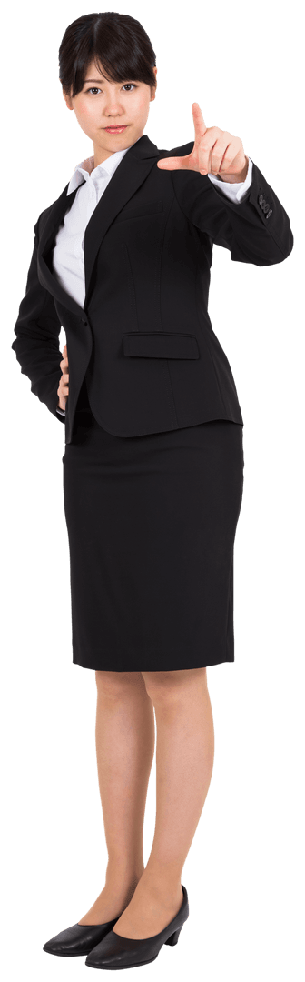 Confident Businesswoman Gesture on Transparent Background