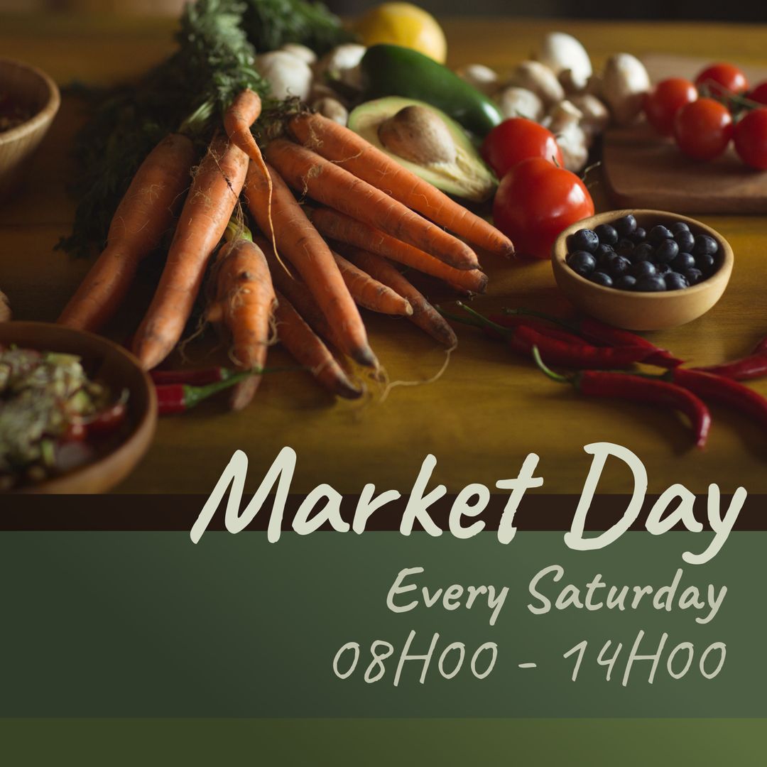 Fresh Market Day Promotional Banner with Vegetables