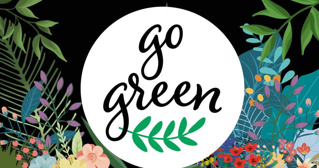 Go Green Circle with Lush Plant Design