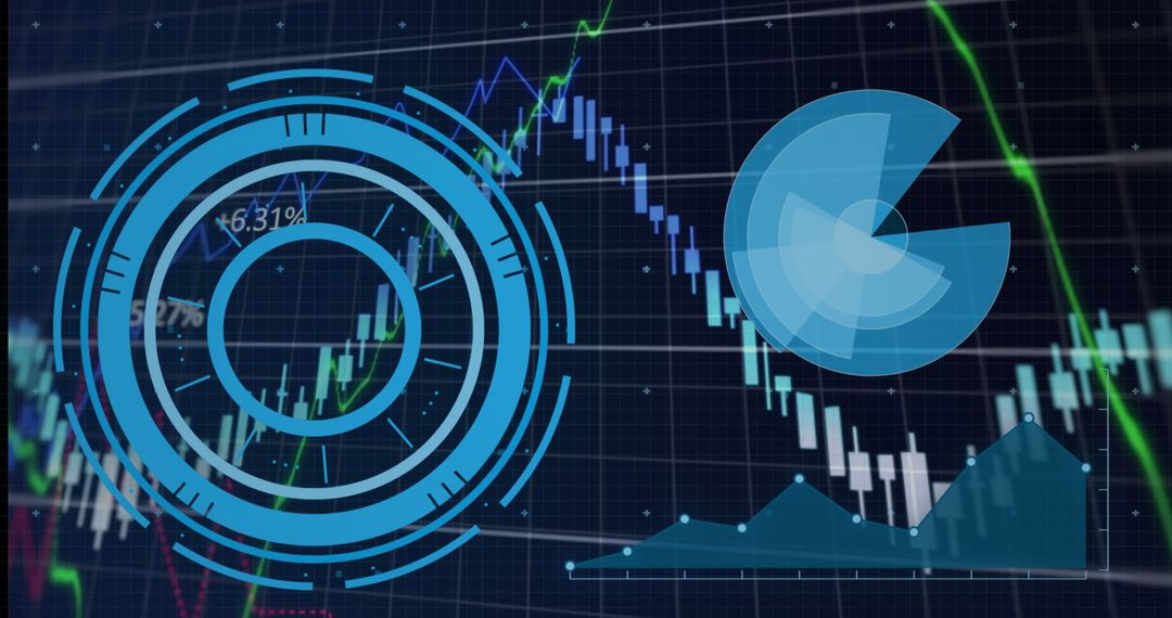 Digital Interface and Global Networks Over Financial Charts