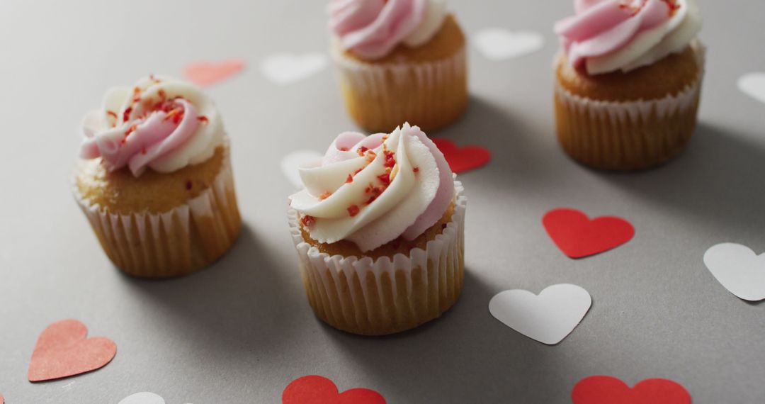 Cupcakes with Heart Decorations for Valentine's Day Celebration