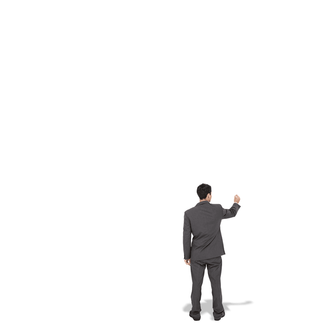 Businessman Pointing Back View Transparent Background Elegance