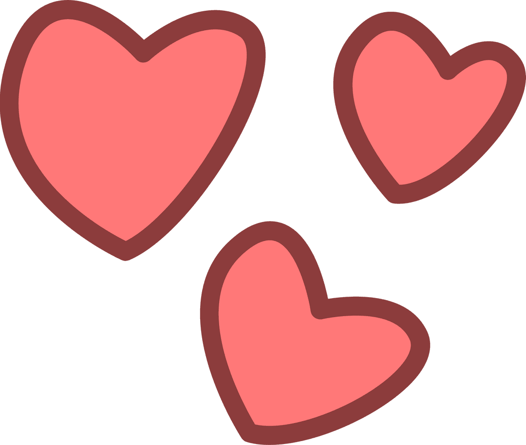 Floating Coral Hearts on Transparent Background