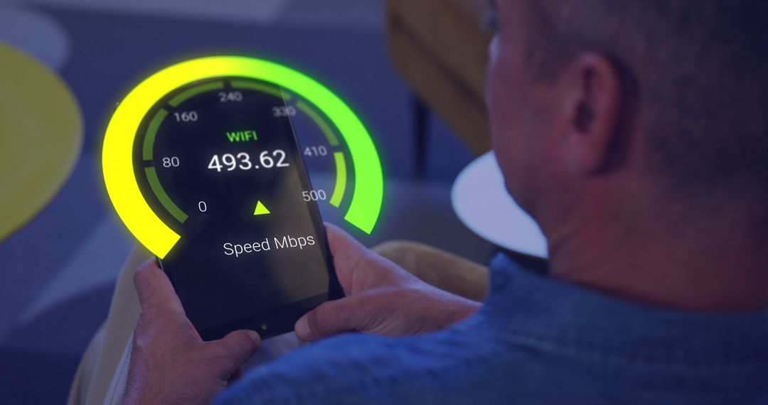 Caucasian Businessman Checking WiFi Speed on Tablet