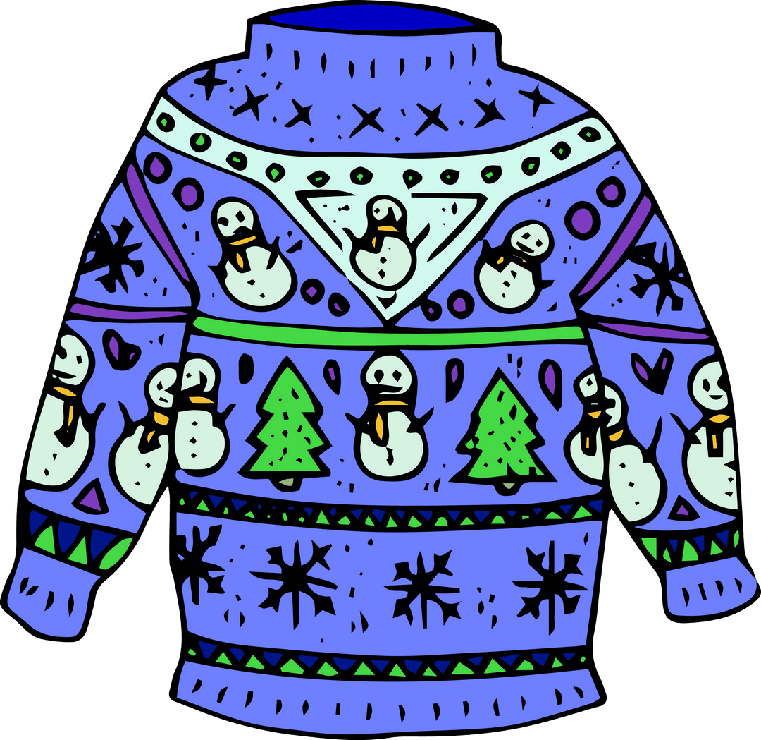 Transparent Ugly Christmas Sweater Pattern with Festive Decor