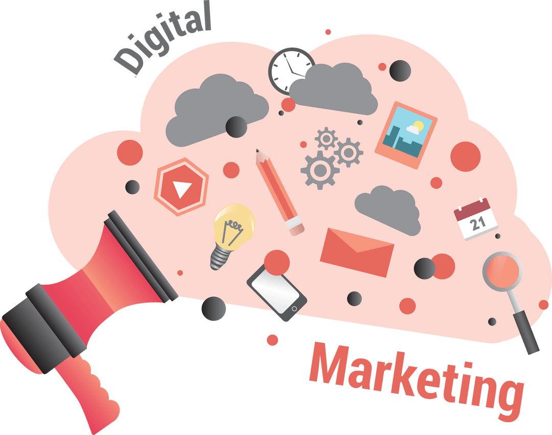 Transparent Digital Marketing Concept Design Illustration